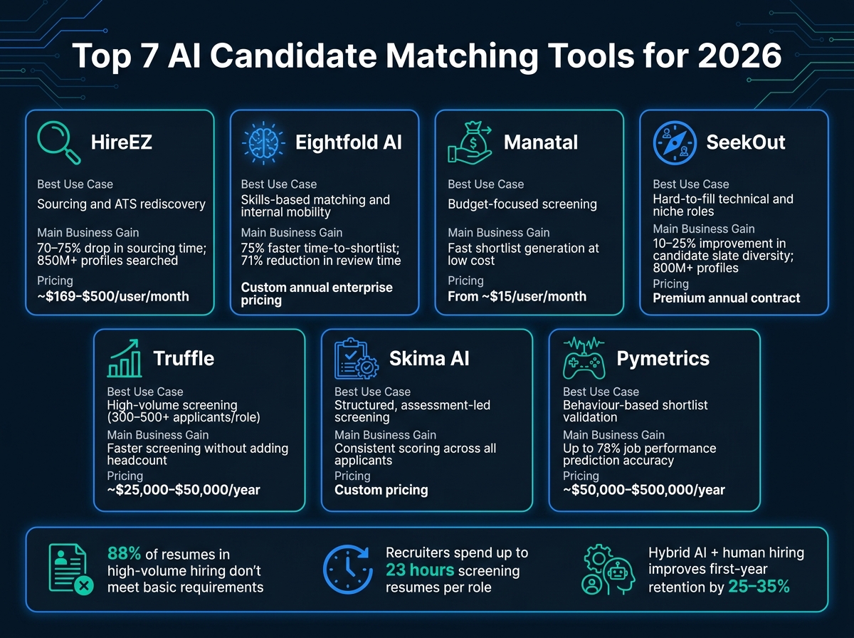 Top 7 AI Tools for Candidate Matching 2026 | Rent a Recruiter 6a60192e41146ca830cf1478-1784685782891 Top 7 AI Tools for Candidate Matching 2026